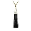 Image 2 : Leather Tassel Chain Necklace - Gold Plated