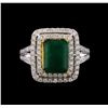 Image 2 : 14KT Two-Tone Gold 2.53 ctw Emerald and Diamond Ring