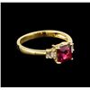 Image 1 : 1.09 ctw Pink Tourmaline and Diamond Ring - 14KT Yellow Gold