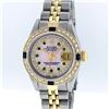 Image 1 : Rolex Two-Tone Pink MOP Emerald and Sapphire Diamond DateJust Ladies Watch