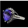 Image 1 : 8.92 ctw Tanzanite and Diamond Ring - 14KT White Gold
