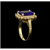 Image 4 : 14KT Yellow Gold 5.32 ctw Tanzanite and Diamond Ring