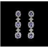 Image 1 : 4.48 ctw Tanzanite and Diamond Earrings - 14KT White Gold