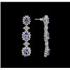 Image 2 : 4.48 ctw Tanzanite and Diamond Earrings - 14KT White Gold