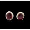 Image 1 : 12.36 ctw Ruby and Diamond Earrings - 14KT Yellow Gold