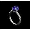 Image 4 : 2.18 ctw Tanzanite and Diamond Ring - 14KT White Gold