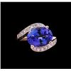 Image 2 : 5.40 ctw Tanzanite and Diamond Ring - 14KT Rose Gold