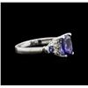 Image 1 : 1.78 ctw Tanzanite, Blue Sapphire and Diamond Ring - 14KT White Gold