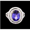 Image 2 : 14KT Two-Tone 4.50 ctw Tanzanite and Diamond Ring