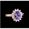 Image 1 : 1.55 ctw Tanzanite and Diamond Ring - 14KT Rose Gold