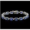 Image 1 : 32.64 ctw Blue Sapphire and Diamond Bracelet - 14KT White Gold