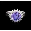 Image 2 : 14KT White Gold 4.76 ctw Tanzanite and Diamond Ring