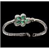 Image 3 : 4.05 ctw Emerald and Diamond Bracelet - 14KT White Gold