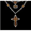 Image 2 : 11.41 ctw Orange Sapphire and Diamond Necklace - 18KT White Gold