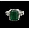 Image 2 : 3.91 ctw Emerald and Diamond Ring - 14KT White Gold
