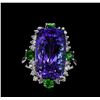 Image 2 : 14.43 ctw Tanzanite, Tsavorite, and Diamond Ring - 14KT White Gold