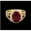 Image 2 : 14KT Yellow Gold 5.07 ctw Ruby and Diamond Ring