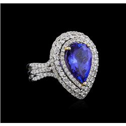 14KT White Gold 5.16 ctw Tanzanite and Diamond Ring