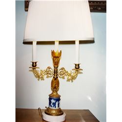 Pair of Blue Jasperware and Gilt-Bronze Lamps, Late 19th/Early 20th Century