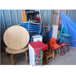 KIDS TABLES, BEDS, CHAIRS, SOFA, TRICYCLE, GAMES, CHART BOARD