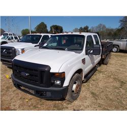 2008 FORD F350 FLATBED, VIN/SN:1FDWW36R78ED17073 - FORD POWER STROKE DIESEL ENG, A /T, CREW CAB, 9' 