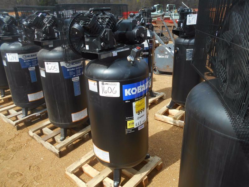 KOBALT AIR COMPRESSOR, 80 GAL, UPRIGHT, ELECTRIC, 220 VOLTS