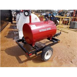 OFFROAD DIESEL STORAGE TANK, -12 VOLT PUMP, HOSE, NOZZLE, MTD ON S/A TRAILER (UNUSED)