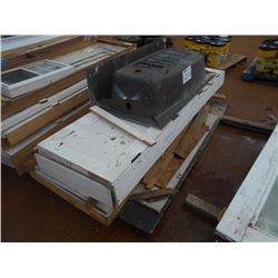 (6) WOOD DOORS, CAST IRON BATHTUB