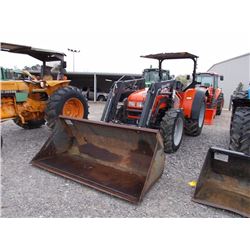 AGCO GT65 FARM TRACTOR, - MFWD, 3 PTH, PTO, 3 HYD REMOTES, QUICKIE G720 FRONT LOADER ATTACH W/GP BUC