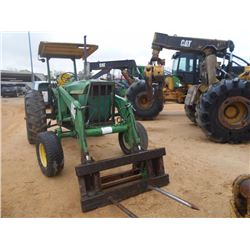 JOHN DEERE 4020 FARM TRACTOR, VIN/SN:219005R - PTO0 3 PTH, 1 REMOTE, FRONT HAY FORK, CANOPY, 18.4-34