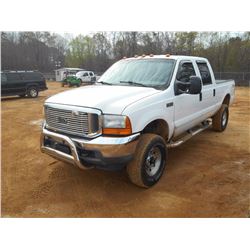 2002 FORD F250 PICKUP, VIN/SN:1FPNW21L22EC62813 - 4X4, V8 GAS, ENGINE, A/T, CREW CAB, ODOMETER READI