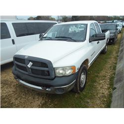 2004 DODGE RAM 2500 PICKUP, VIN/SN:3D7KA28C04G192754 - GAS ENG, A/T, EXTENDED CAB, ODOMETER READING 