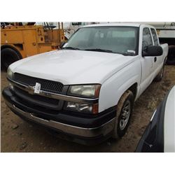 2005 CHEVROLET SILVERADO 1500 PICKUP, VIN/SN:1GCEC19Z25Z289325 - V6 GAS ENGINE, A/T, EXTENDED CAB, O