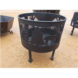 22" METAL FIRE PIT, DEER EMBLEM