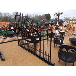 DOUBLE SWING GATE, - 16', DEER COUNTRY SCENE, W/POST AND HINGES
