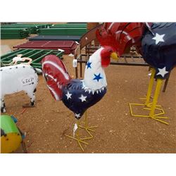 METAL 3' ROOSTER, RED, WHITE & BLUE