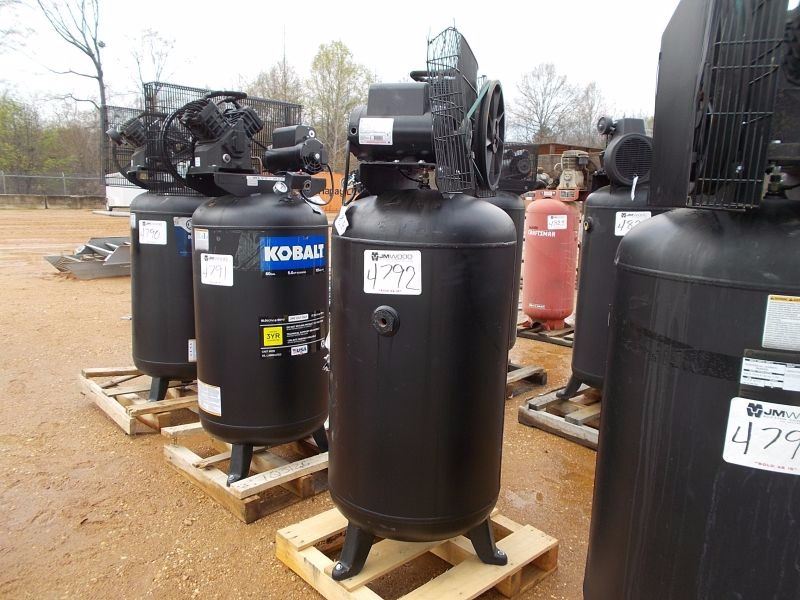 KOBALT AIR COMPRESSOR, 80 GAL, UPRIGHT, ELECTRIC, 220 VOLTS J.M