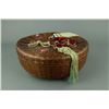 Image 1 : Chinese Rattan Basket w/ Red Hardstone Handles