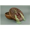 Image 3 : Chinese Rattan Basket w/ Red Hardstone Handles