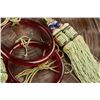 Image 4 : Chinese Rattan Basket w/ Red Hardstone Handles