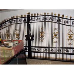 20' BI-PARTING WROUGHT IRON DRIVEWAY GATES, 2- 10' SECTIONS