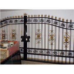 20' BI-PARTING WROUGHT IRON DRIVEWAY GATES, 2 10' SECTIONS