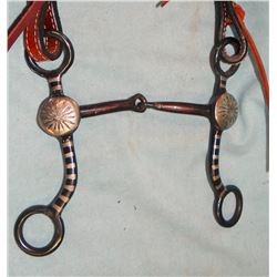 Keith Wellington silver inlaid and mtd new bit w/braided headstall