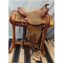 Stock saddle, 15.5", stock saddle, suede out