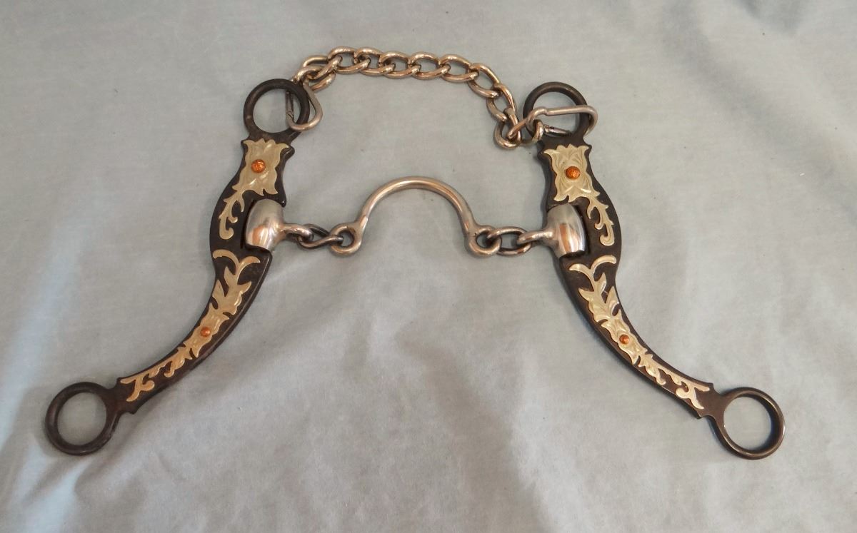 Chain port long shank silver mtd. bit, roper