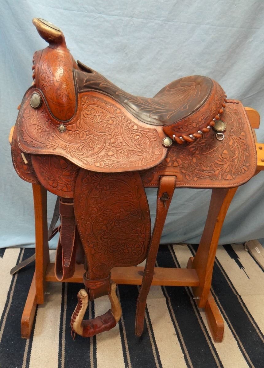 Bona Allen, 16", stock saddle, rawhide wrapped horn w/ concho
