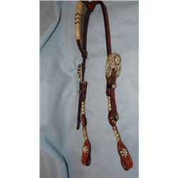 Fancy  German silver mtd sliding ear headstall, new