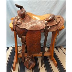 Shepler Wichita, 15", stock saddle, flat plate rig, low cantle, round skirts