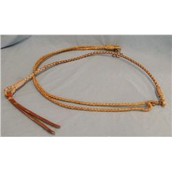 Rawhide roping reins with romal, four strand braid