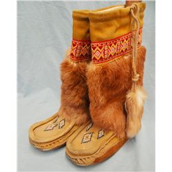 Rabbit fur beaded moccasins